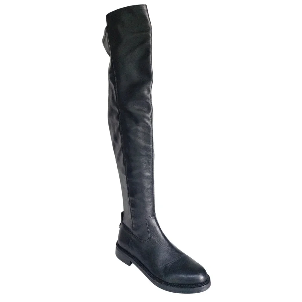 SAM EDELMAN Narisa Black Leather Over The Knee Boots 8.5 Tall Side Zip